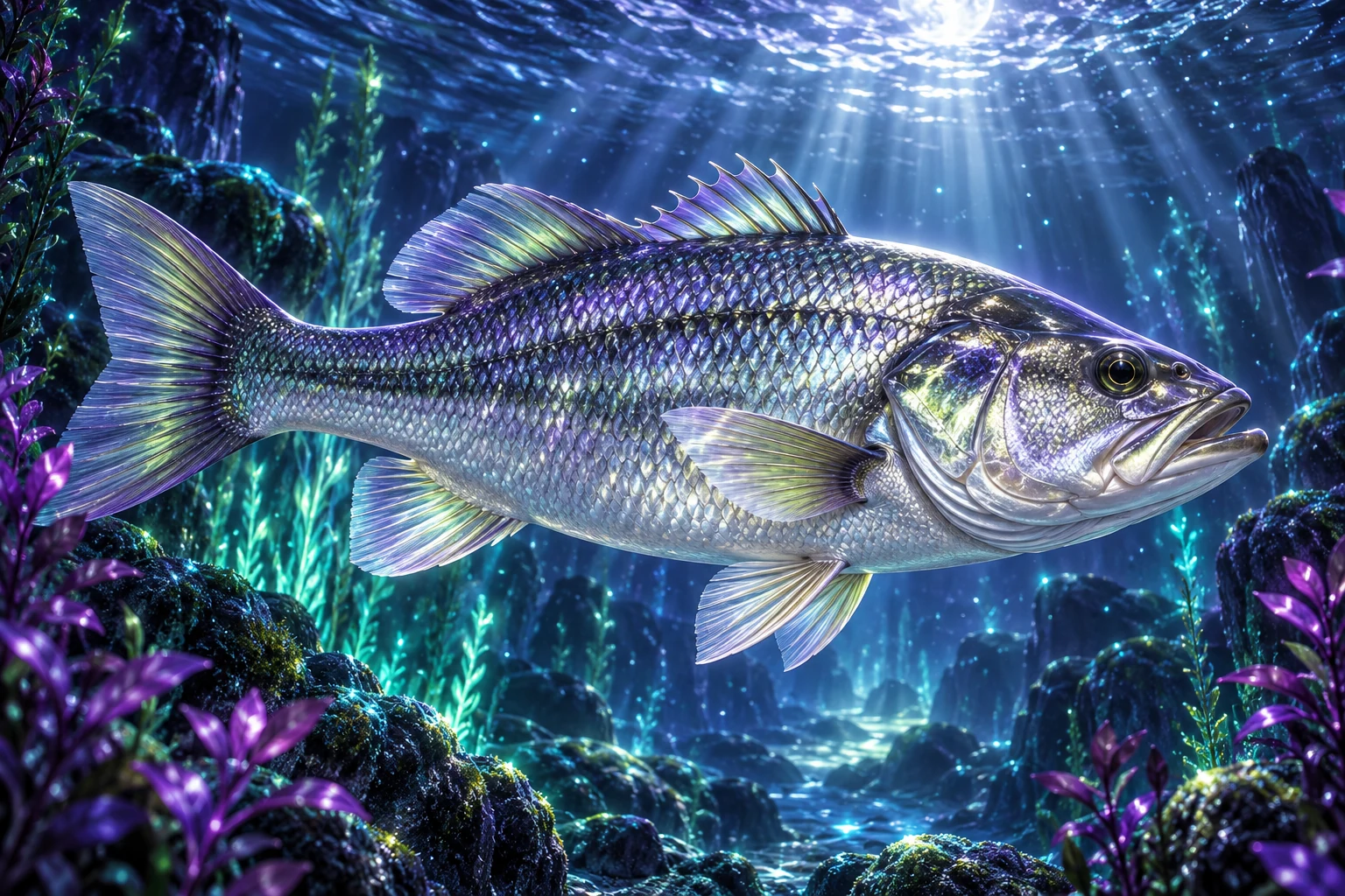 Moon-Silver Bass — illustrated sample card